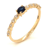 Anillo de zafiro con diamantes en oro amarillo 14k