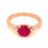 Anillo de rubí en oro rosado 14k