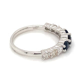 Anillo de zafiro con diamantes en oro blanco 14k