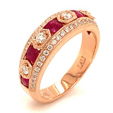 Anillo de rubí en oro rosado 14k