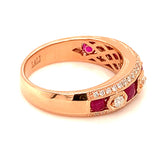 Anillo de rubí en oro rosado 14k