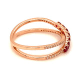 Anillo de rubí en oro rosado 14k