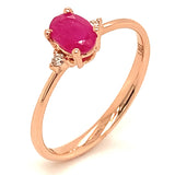 Anillo de rubi en oro rosado 14k