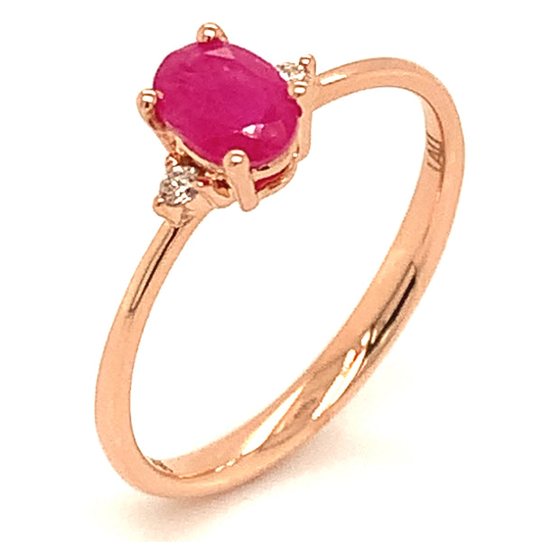 Anillo de rubi en oro rosado 14k