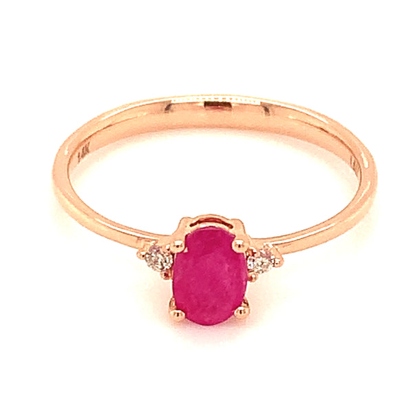 Anillo de rubi en oro rosado 14k