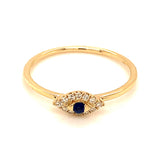 Anillo de zafiro con diamantes en oro amarillo 14k