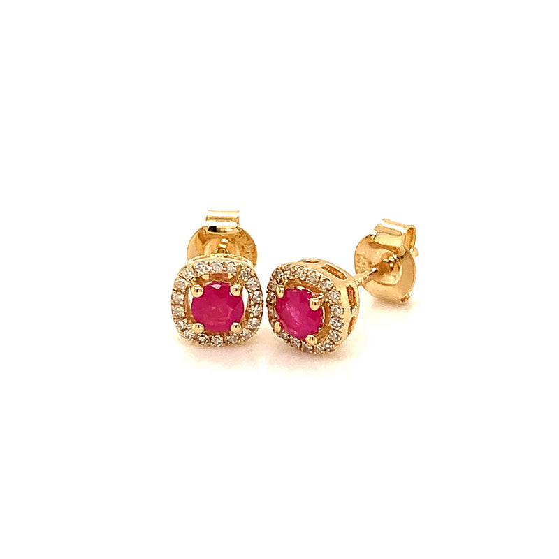 Aretes de Rubi en oro amarillo 14k