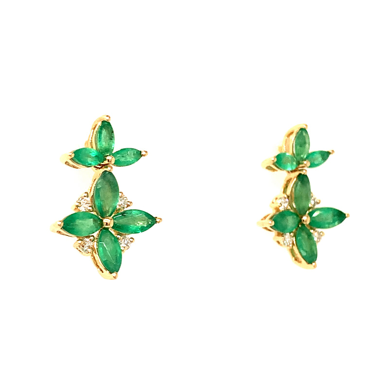 Aretes con esmeralda en oro amarillo 14k