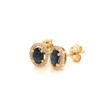 Aretes con zafiros con diamantes en oro amarillo 14k