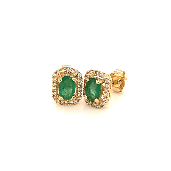 Aretes con esmeralda en oro amarillo 14k