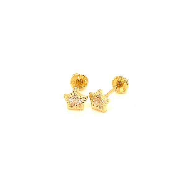 Aretes (estrellas) para bebé en oro amarillo 10kt