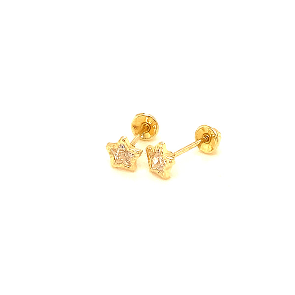 Aretes (estrellas) para bebé en oro amarillo 10kt