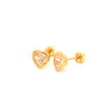 Aretes (corazón) para bebé en oro amarillo 10kt