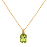 Collar de peridoto con diamantes en oro amarillo 14k