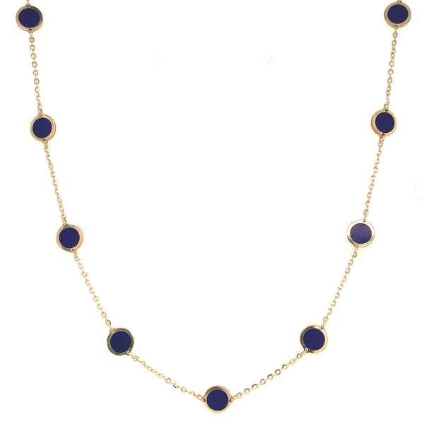 Collar de Lapis Lazuli en oro amarillo 14kt.