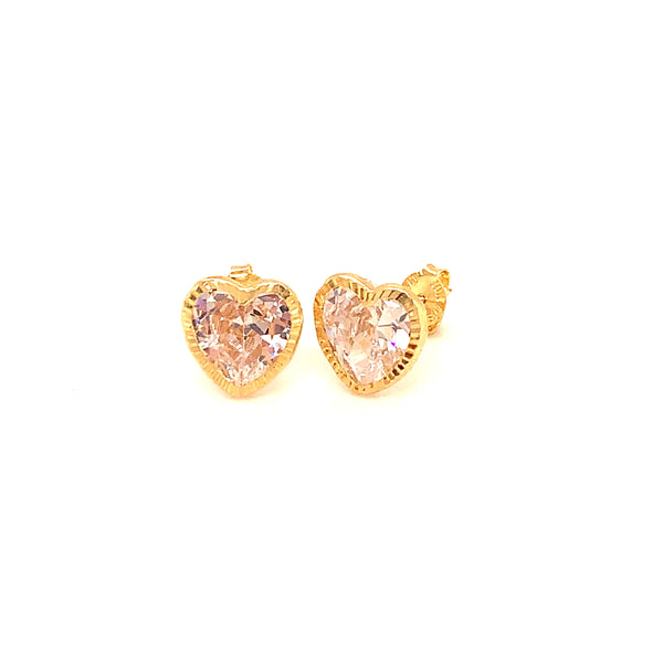 Aretes (corazón) en oro amarillo 10kt