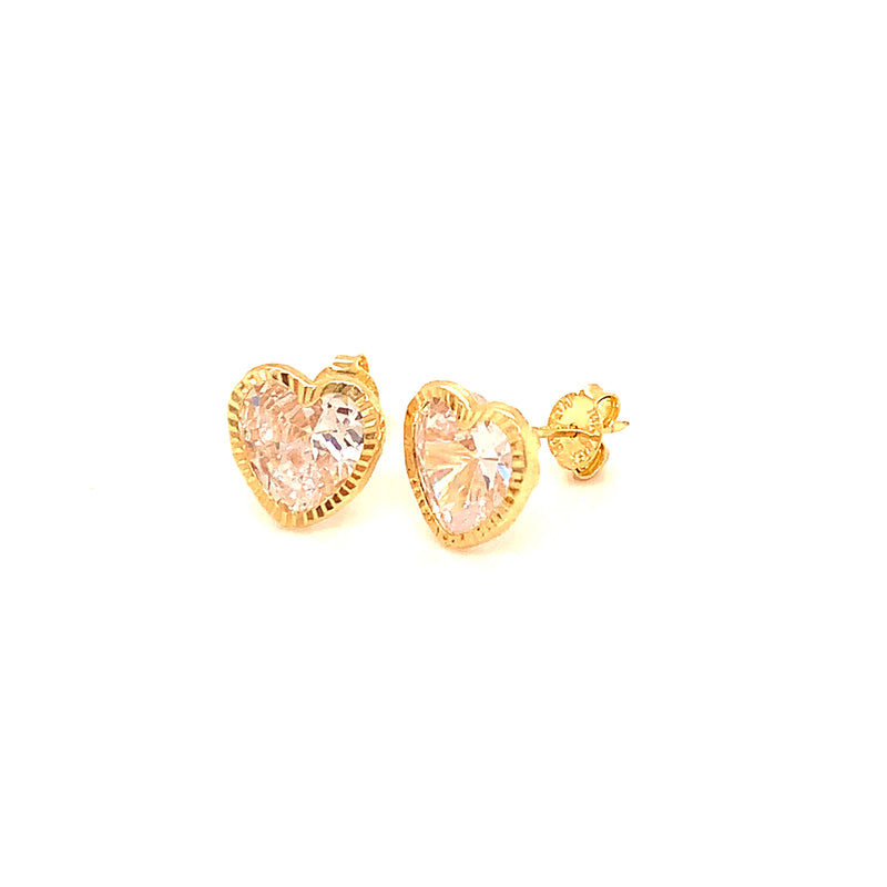 Aretes (corazón) en oro amarillo 10kt