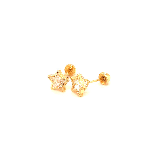 Aretes (estrellas) para bebé en oro amarillo 10kt