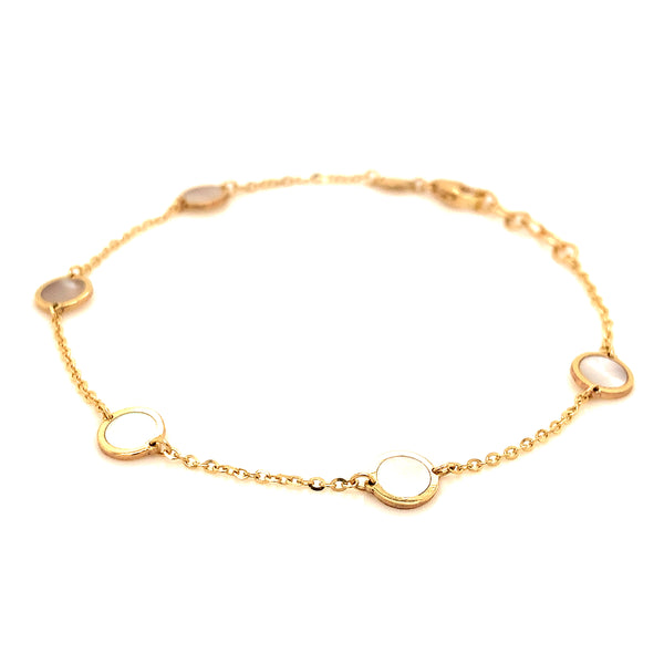 Pulsera (nácar) en oro amarillo 14kt. 16/17.5cm