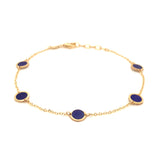 Pulsera con Lapis Lazuli en oro amarillo 14kt. 16.5CM/18CM