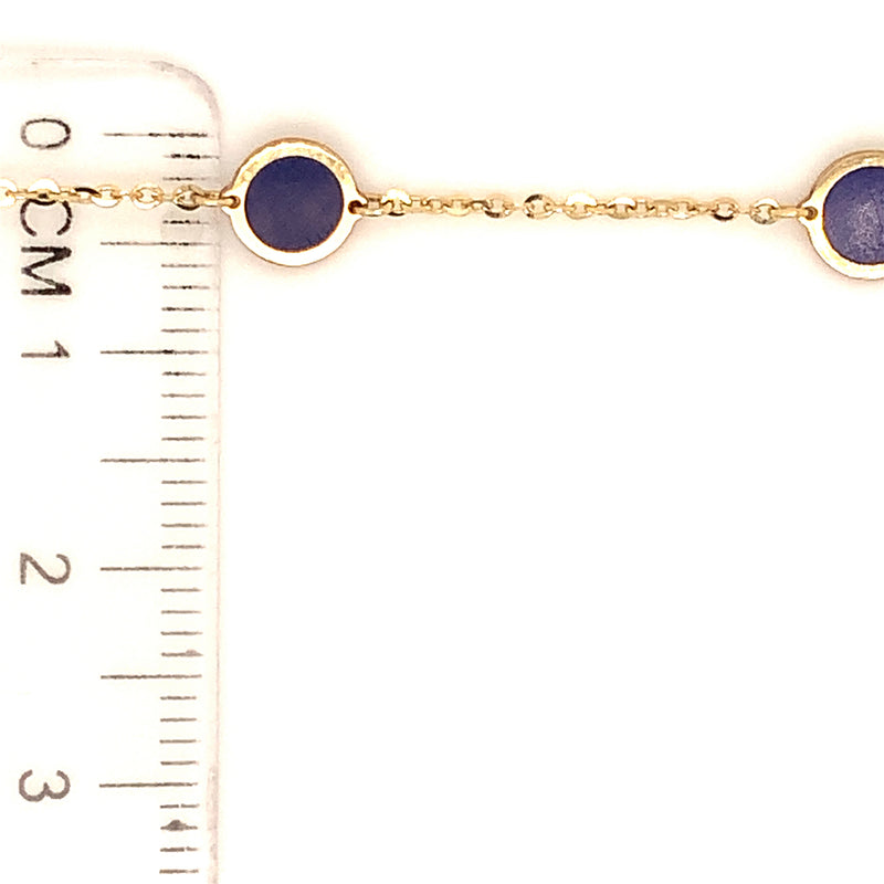 Pulsera con Lapis Lazuli en oro amarillo 14kt. 16.5CM/18CM