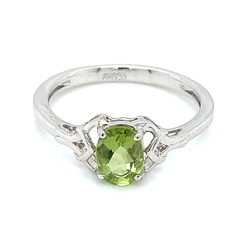 Anillo de cuarzo peridoto en plata 925