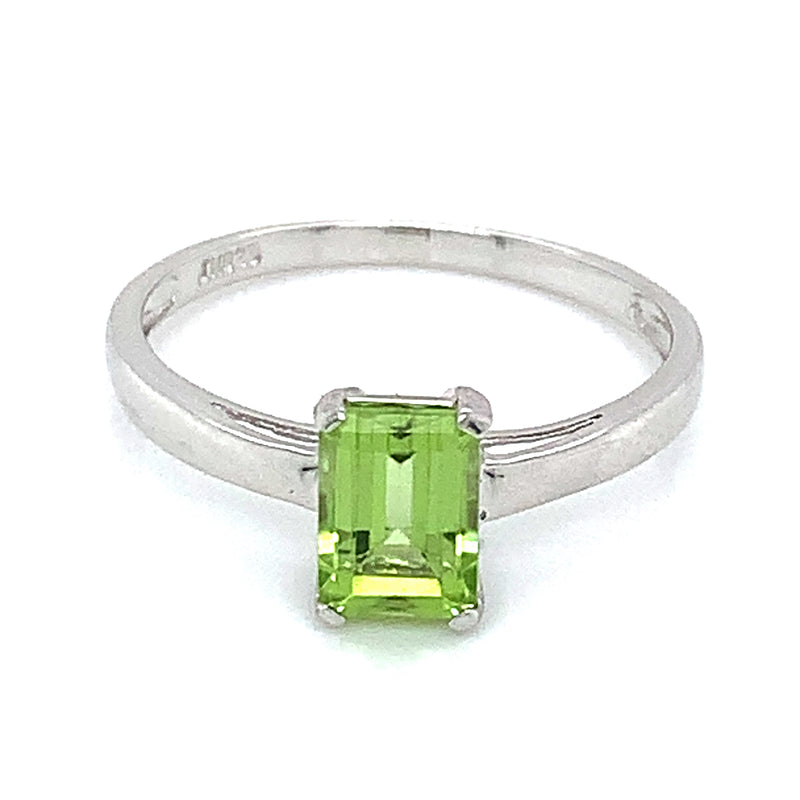 Anillo de cuarzo peridoto en plata 925