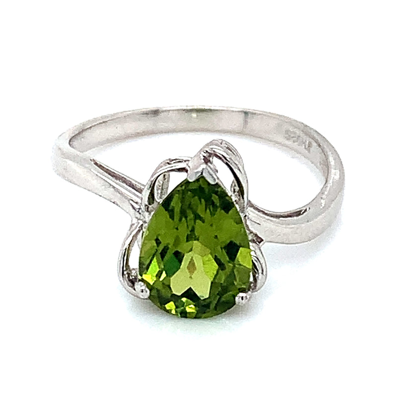 Anillo de cuarzo peridoto en plata 925