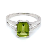 Anillo de cuarzo peridoto en plata 925