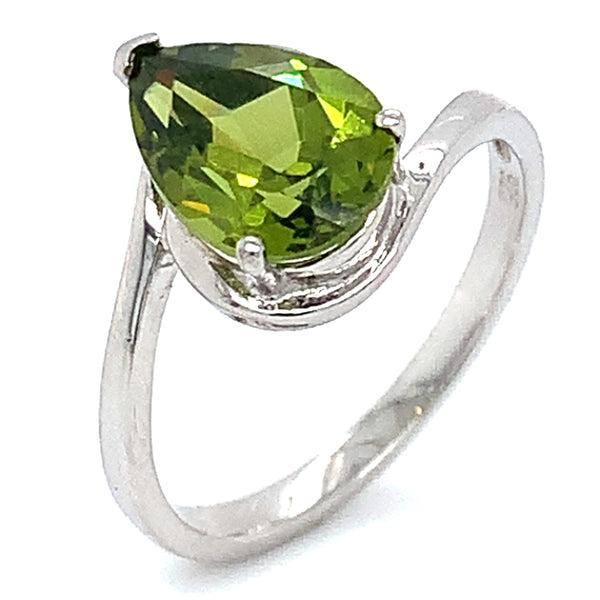 Anillo de cuarzo peridoto en plata 925