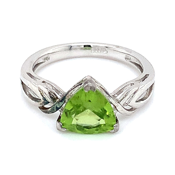 Anillo de cuarzo peridoto en plata 925