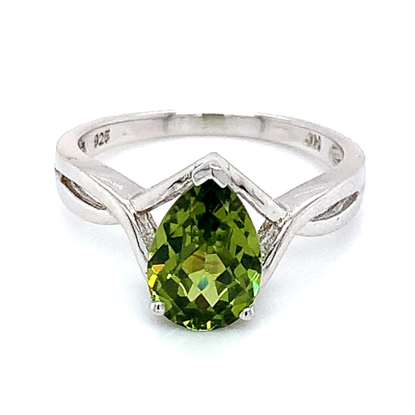 Anillo de cuarzo peridoto en plata 925