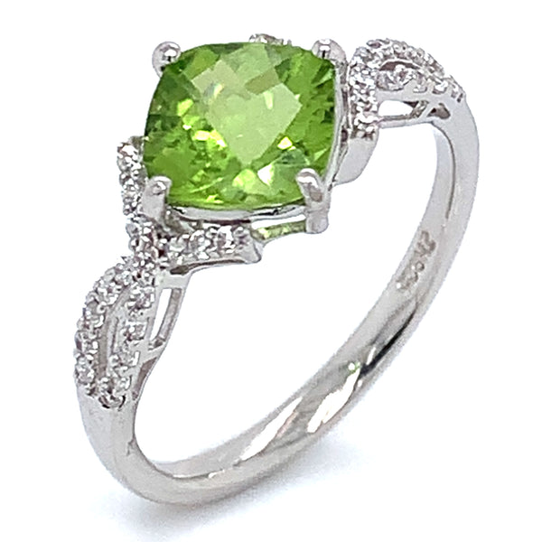 Anillo de cuarzo peridoto en plata 925