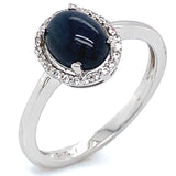 Anillo con zafiro de laboratorio en plata 925