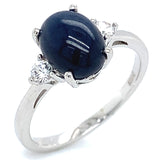 Anillo con zafiro de laboratorio en plata 925