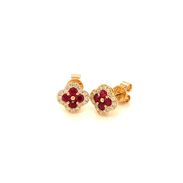 Aretes de rubí en oro blanco 18kt.