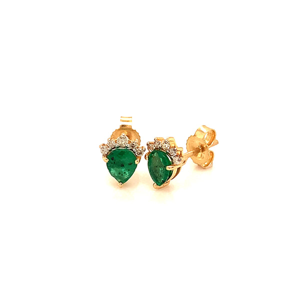 Aretes con esmeralda en oro amarillo 14k