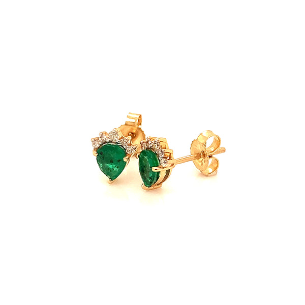 Aretes con esmeralda en oro amarillo 14k