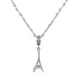 Collar (torre eiffel) con circones en oro blanco 10k 50cm