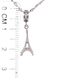 Collar (torre eiffel) con circones en oro blanco 10k 50cm