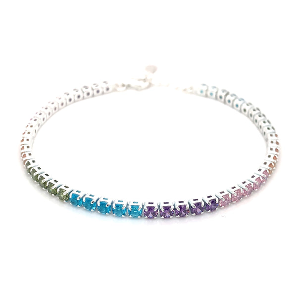 Pulsera (tennis) con circones en plata 925. 18cm- 21cm