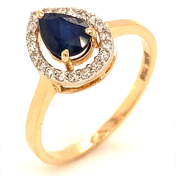 Anillo de zafiro en oro amarillo 18k