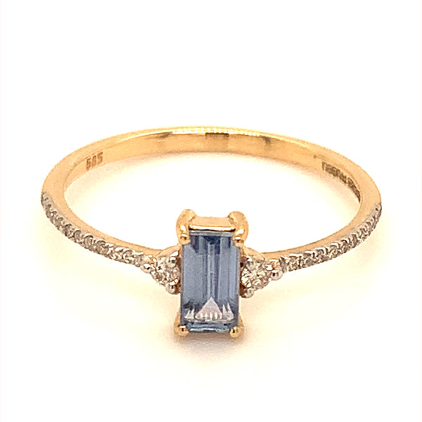 Anillo de zafiro en oro amarillo 14k