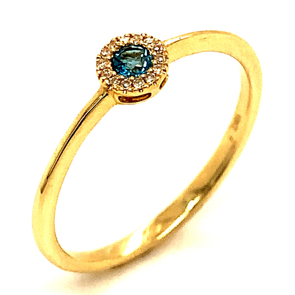 Anillo de Topacio Azul en oro amarillo 10kt. ANTES: $249.00