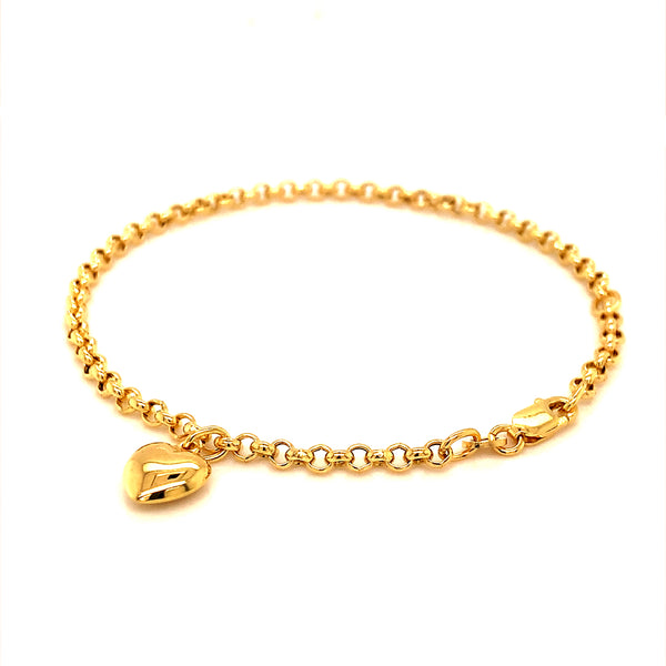 Pulsera (corazón) en oro amarillo 18k. 16/18cm