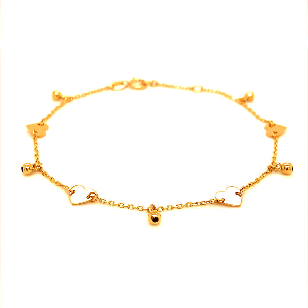 Pulsera (corazones) en amarillo 18k. 17/18cm