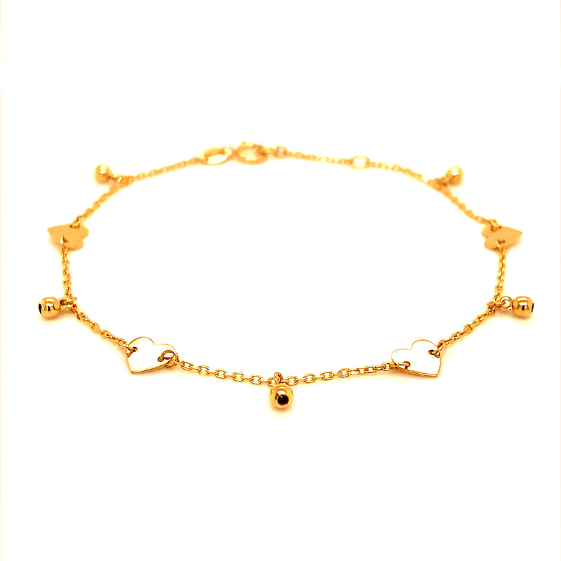 Pulsera (corazones) en amarillo 18k. 17/18cm