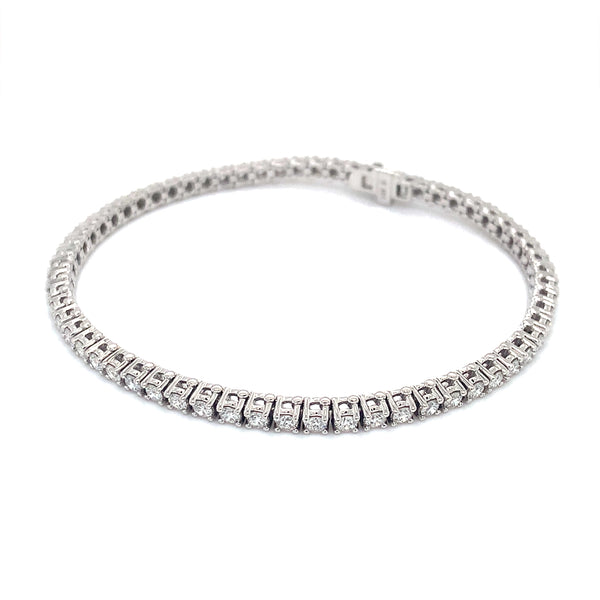 (LD) Pulsera (tennis) con diamantes de laboratorio en oro blanco 14kt.