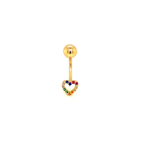 Piercing (corazón) de ombligo en oro amarillo 10kt.