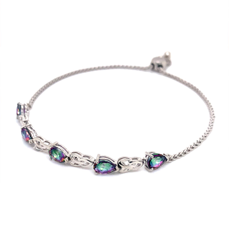 Pulsera ajustable de cuarzo místico en plata 925